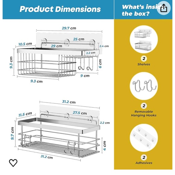 2 pack silver shower caddy - Picture 2 of 3